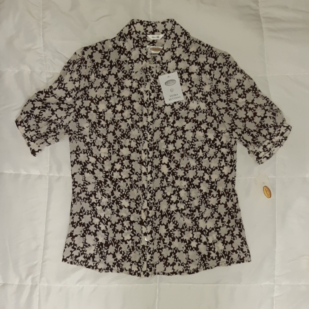 Talbots women's blouse size 4 NWT brown floral